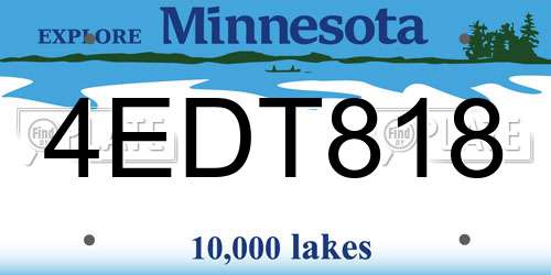 4EDT818 Minnesota License Plate