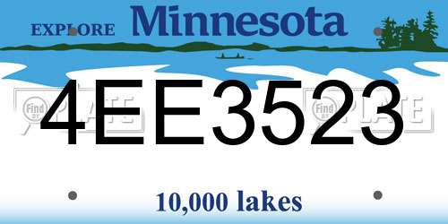 4EE3523 Minnesota License Plate