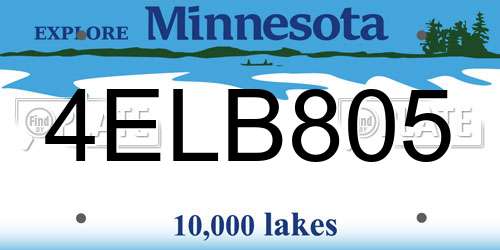 4ELB805 Minnesota License Plate