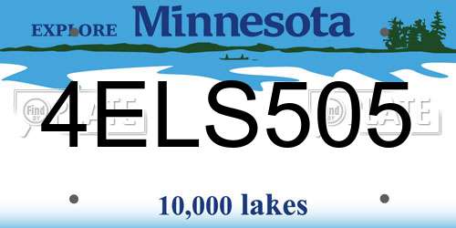 4ELS505 Minnesota License Plate