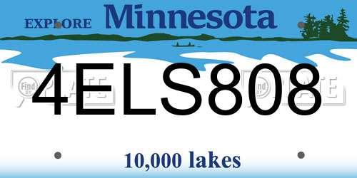 4ELS808 Minnesota License Plate