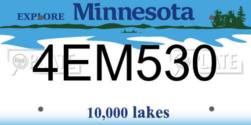 4EM530 Minnesota License Plate