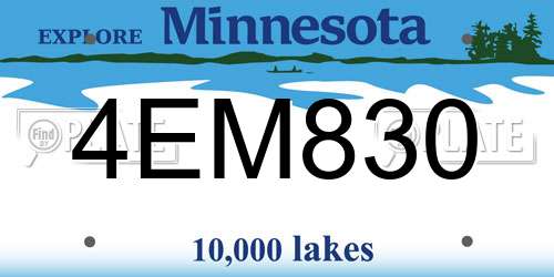 4EM830 Minnesota License Plate