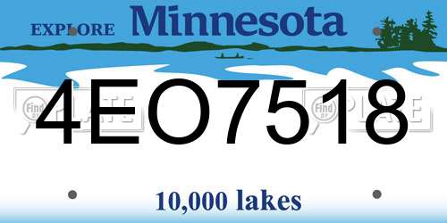 4EO7518 Minnesota License Plate
