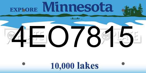 4EO7815 Minnesota License Plate