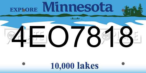 4EO7818 Minnesota License Plate
