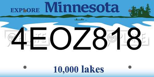 4EOZ818 Minnesota License Plate
