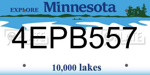 4EPB557 Minnesota License Plate