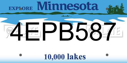 4EPB587 Minnesota License Plate