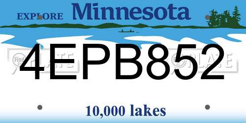 4EPB852 Minnesota License Plate