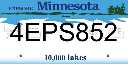 4EPS852 Minnesota License Plate