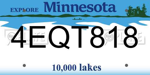 4EQT818 Minnesota License Plate
