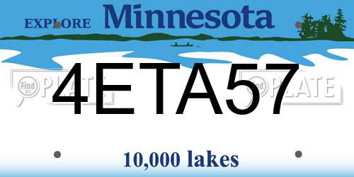 4ETA57 Minnesota License Plate