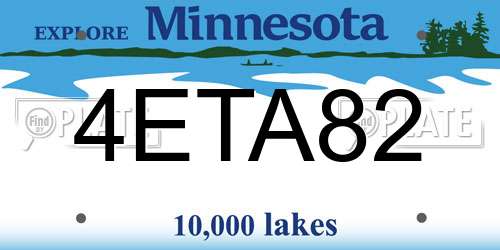 4ETA82 Minnesota License Plate