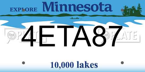 4ETA87 Minnesota License Plate
