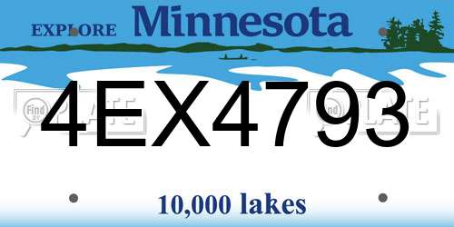 4EX4793 Minnesota License Plate