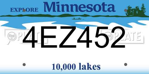 4EZ452 Minnesota License Plate