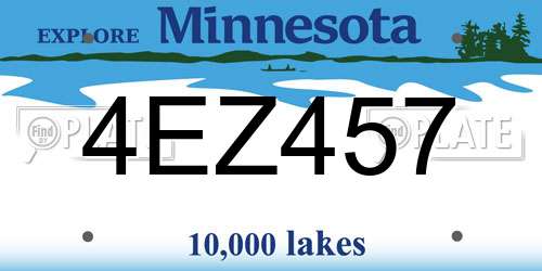4EZ457 Minnesota License Plate