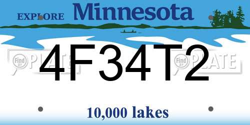 4F34T2 Minnesota License Plate
