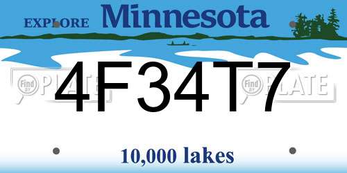 4F34T7 Minnesota License Plate
