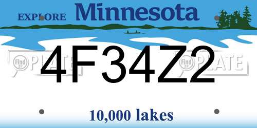 4F34Z2 Minnesota License Plate