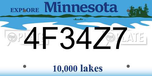 4F34Z7 Minnesota License Plate