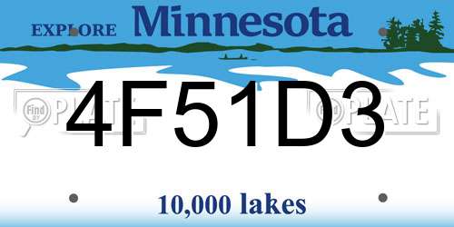 4F51D3 Minnesota License Plate
