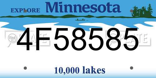 4F58585 Minnesota License Plate