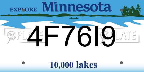 4F76I9 Minnesota License Plate