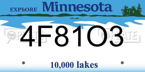 4F81O3 Minnesota License Plate