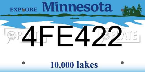 4FE422 Minnesota License Plate