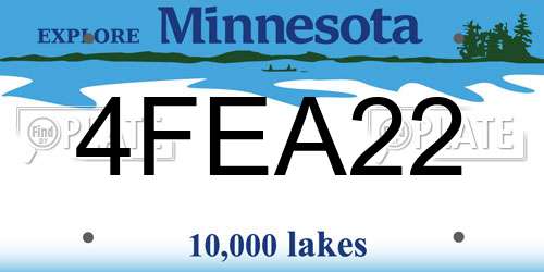 4FEA22 Minnesota License Plate