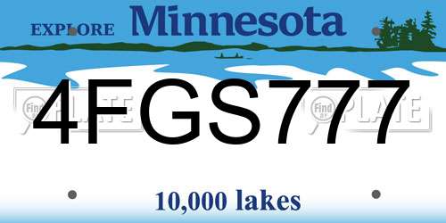 4FGS777 Minnesota License Plate