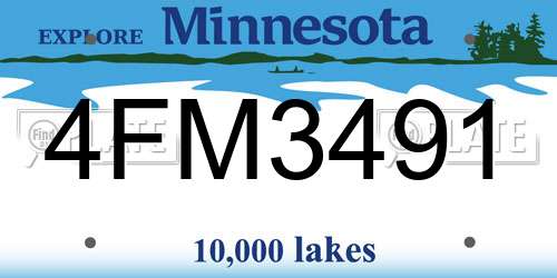 4FM3491 Minnesota License Plate
