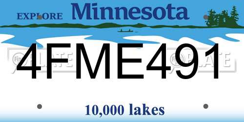 4FME491 Minnesota License Plate