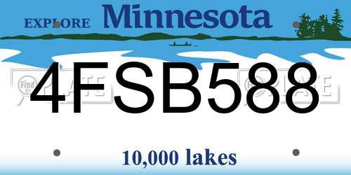 4FSB588 Minnesota License Plate