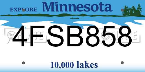 4FSB858 Minnesota License Plate