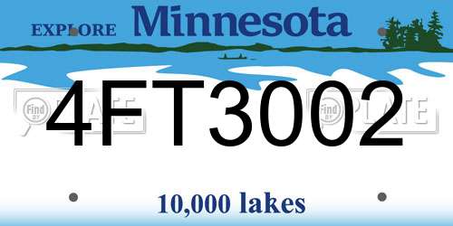 4FT3002 Minnesota License Plate