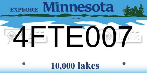 4FTE007 Minnesota License Plate