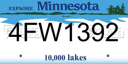 4FW1392 Minnesota License Plate