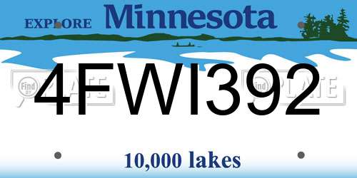 4FWI392 Minnesota License Plate