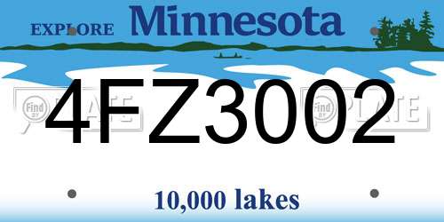 4FZ3002 Minnesota License Plate