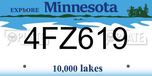4FZ619 Minnesota License Plate