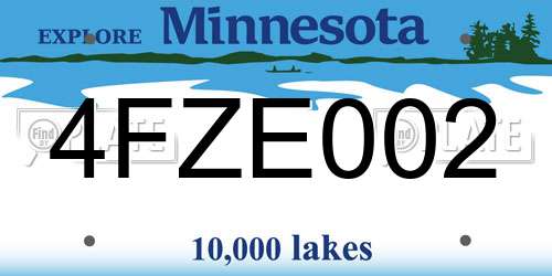 4FZE002 Minnesota License Plate