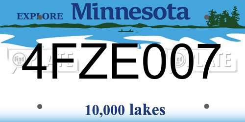 4FZE007 Minnesota License Plate