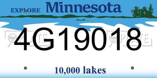 4G19018 Minnesota License Plate