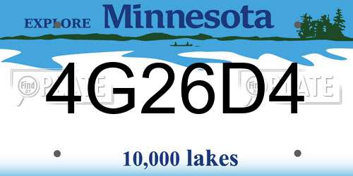 4G26D4 Minnesota License Plate