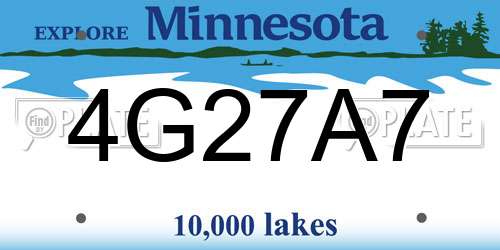 4G27A7 Minnesota License Plate