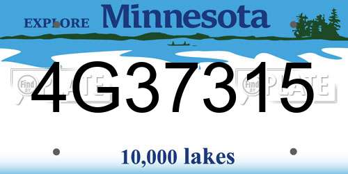 4G37315 Minnesota License Plate