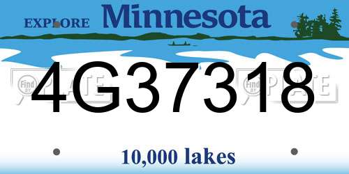 4G37318 Minnesota License Plate